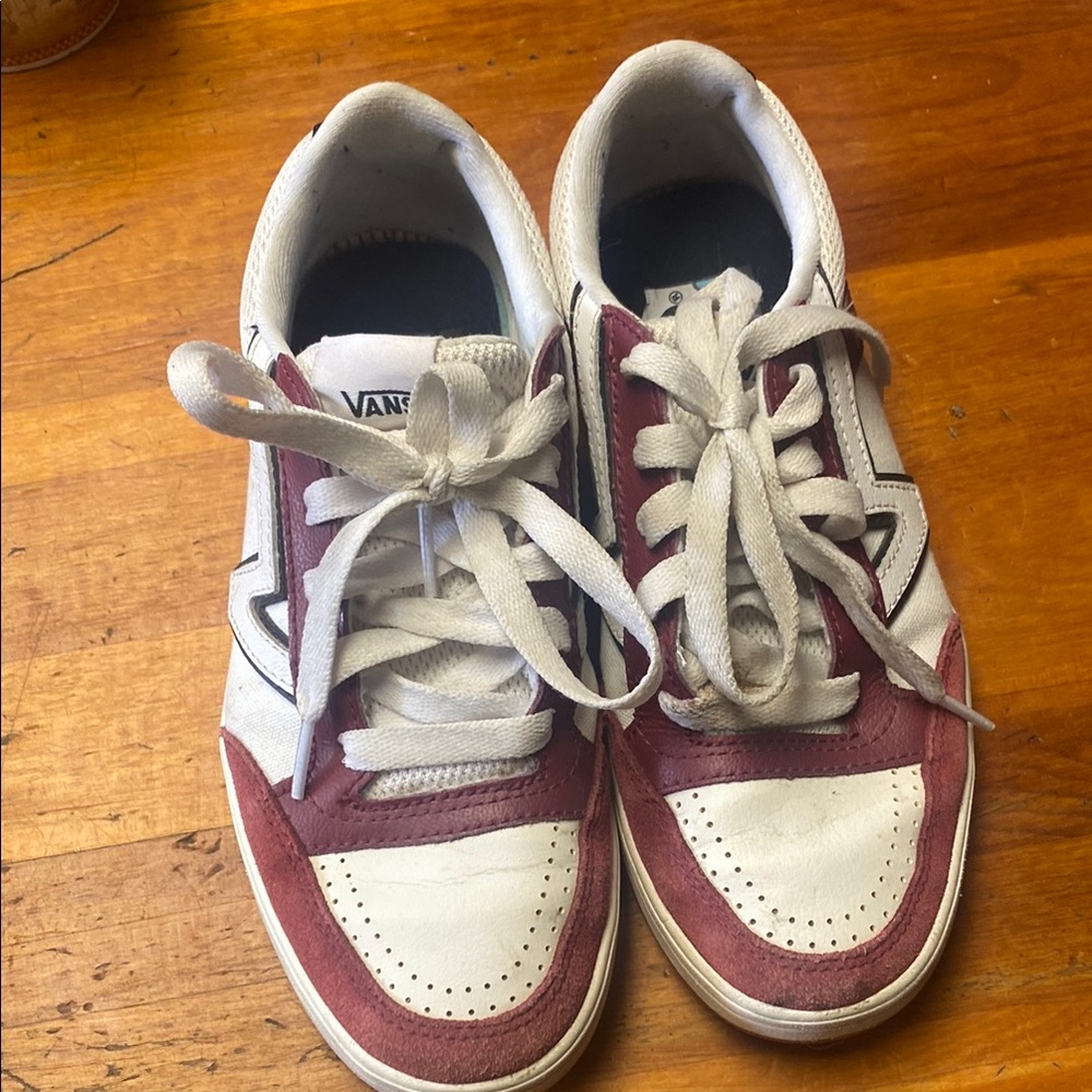 Vans Classic White and Burgundy Sneakers